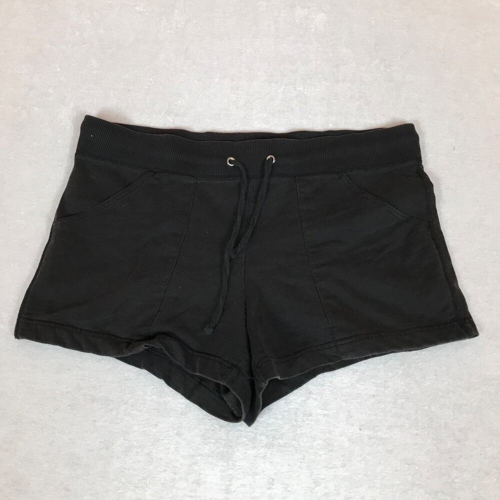 Lady Foot Locker Black Drawstring Waist Cotton Booty Shorts Medium